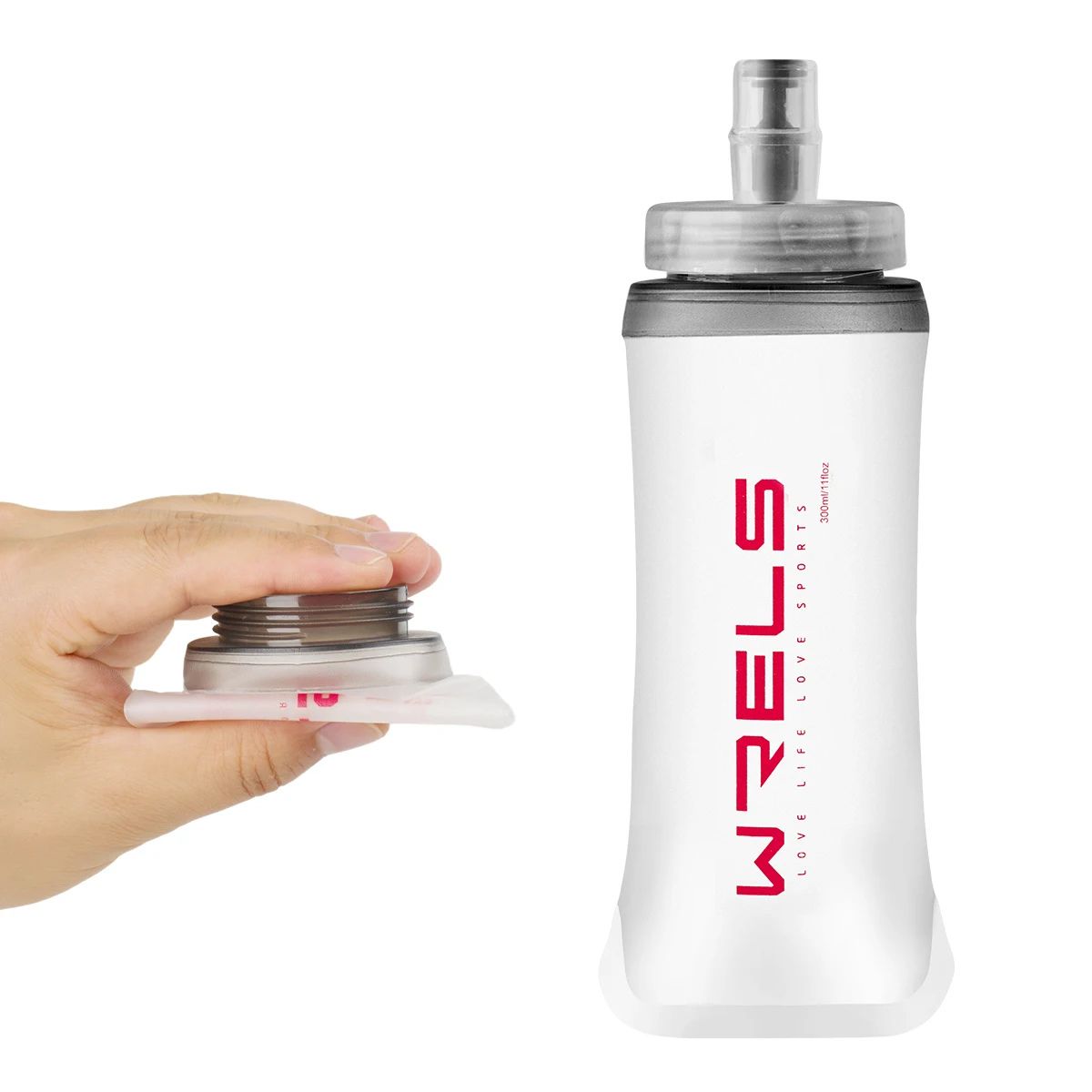 Frasco-flexivel-para-hidratacao-esportiva-portatil-dobravel-300ml-com-bico-de-silicone
